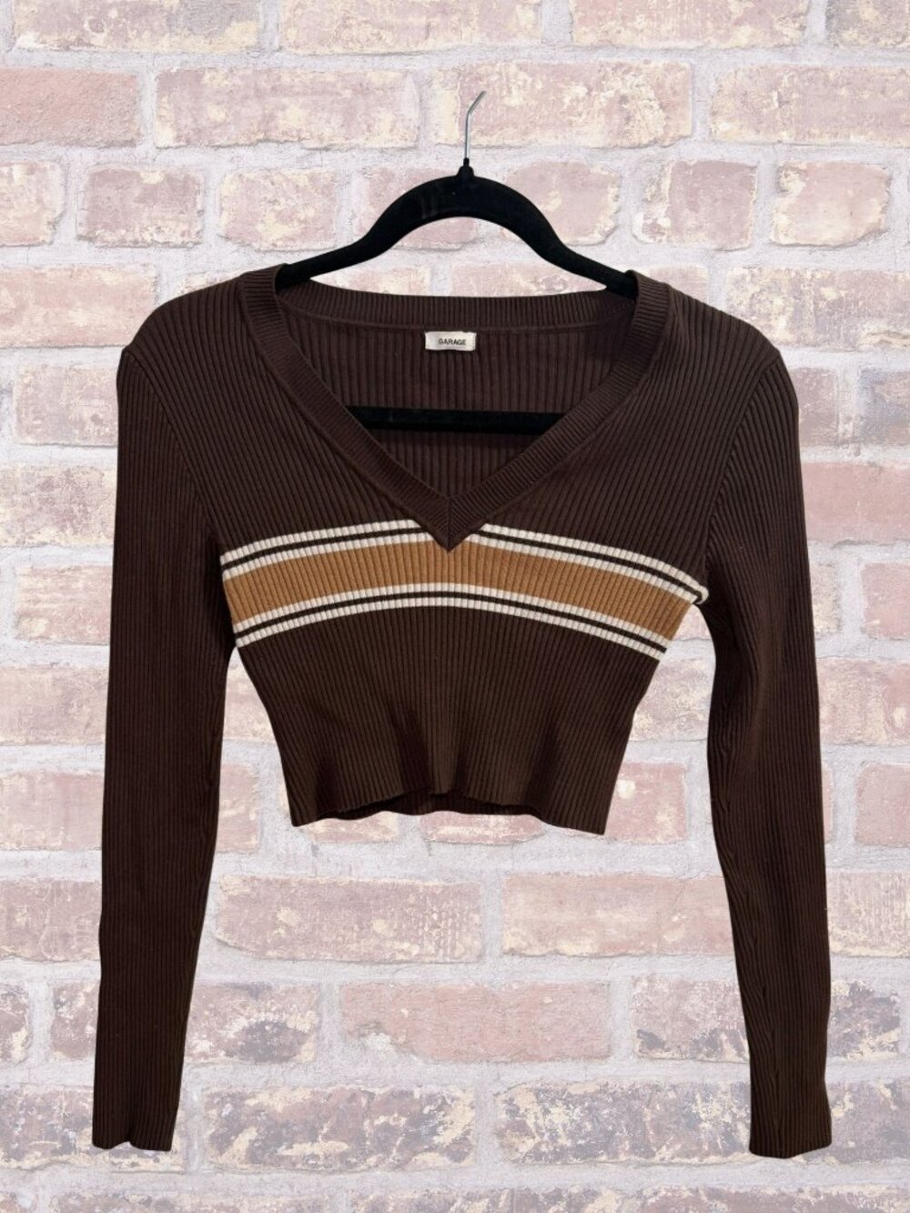 Garage Crop V-neck Sweater - Size S